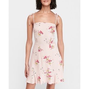 Express Floral Ruffle Hem Fit and Flare Dress